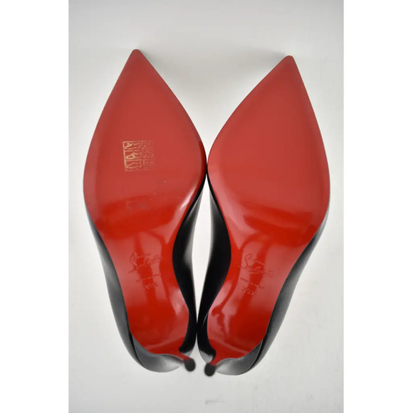 Christian Louboutin Kate 100 Black Leather Loubi Red Lining Point Heel Pump 39.5 - Picture 11 of 11